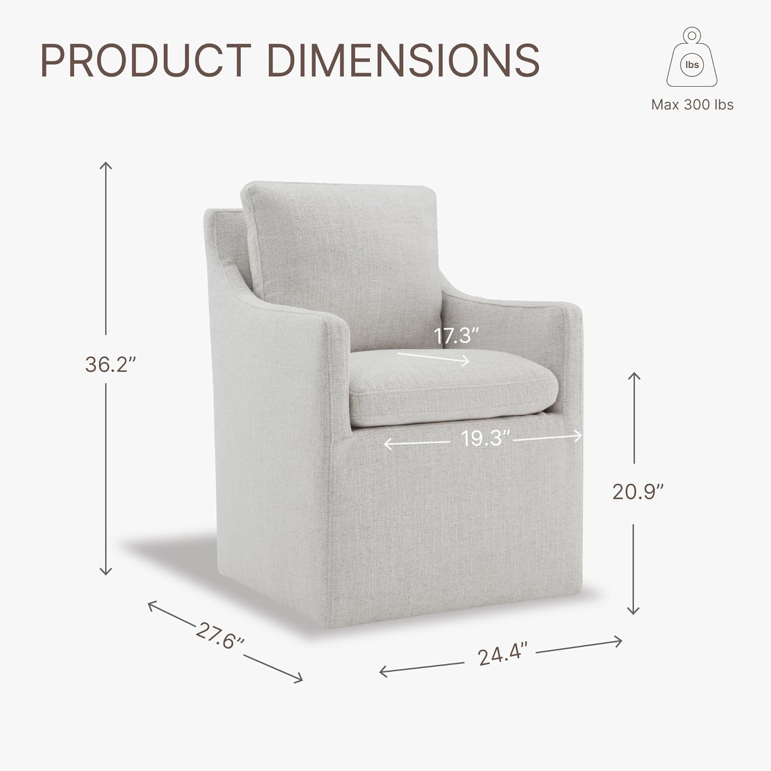 Upholstered Dining Chairs with Casters No Assembly Modern Accent Armchair with Rollers for Diningroom Bedroom Livingroom Reading Room,2 Pcs,Linen - Zayd’s Department Store