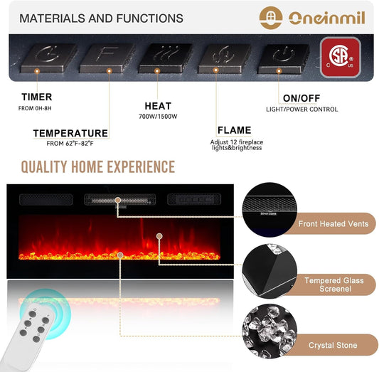 80" Modern Electric Fireplace TV Stand for Tvs up to 90 Inch, with Electronic Flame and LED Lights, Luxury High Gloss Finish Entertainment Center, TV Console Cabinet for Living Room, White - Zayd’s Department Store