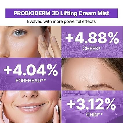 Probioderm™ 3D Lifting Cream Mist 3.38 fl oz (100 ml) | Hydrating Glowing Serum Spray, Moisturizing & Elasticity-Enhancing Facial Mist for Face, Neck & Décolleté