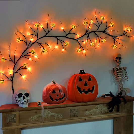 Halloween LED Willow Vine String Light Cool Cartoon Bat Pumpkin Decoration For Indoor Outdoor Party House Decor - Zayd’s Department Store