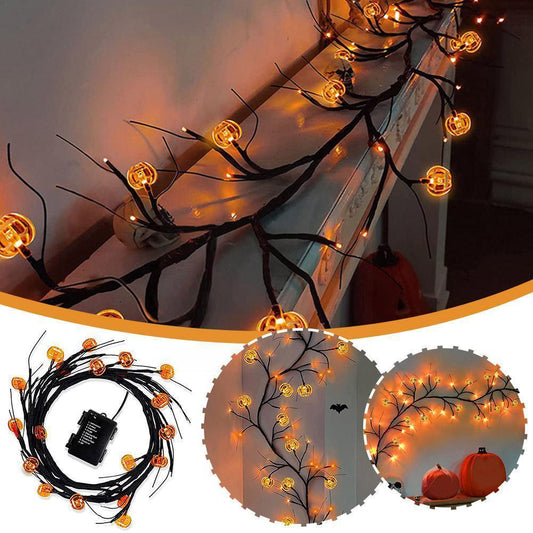 Halloween LED Willow Vine String Light Cool Cartoon Bat Pumpkin Decoration For Indoor Outdoor Party House Decor - Zayd’s Department Store