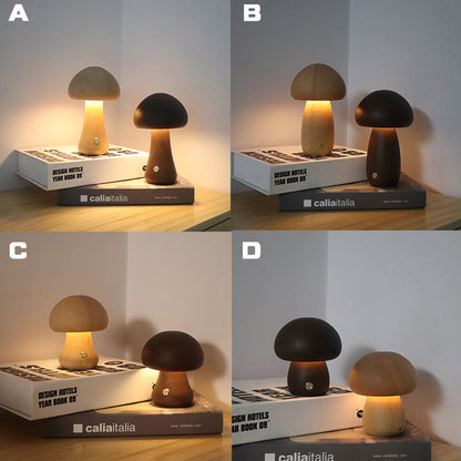 INS Wooden Cute Mushroom LED Night Light With Touch Switch Bedside Table Lamp For Bedroom Childrens Room Sleeping Night Lamps Home Decor - Zayd’s Department Store