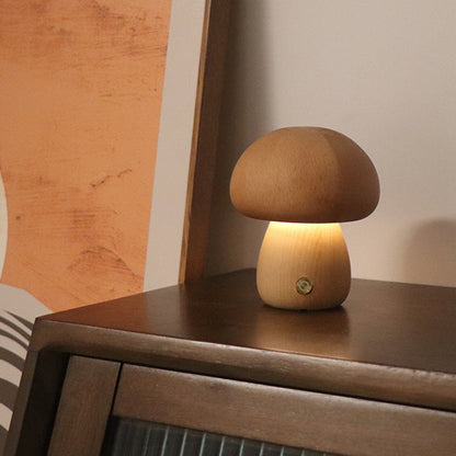 INS Wooden Cute Mushroom LED Night Light With Touch Switch Bedside Table Lamp For Bedroom Childrens Room Sleeping Night Lamps Home Decor - Zayd’s Department Store