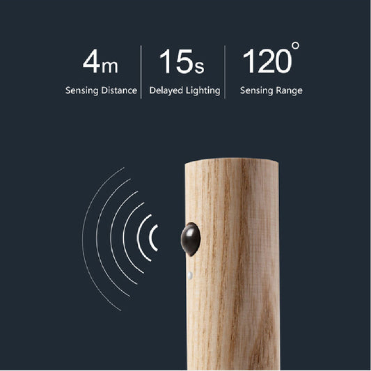 Auto LED USB Magnetic Wood Wireless Night Light Corridors Porch Lights PIR Motion Sensor Wall Light Cabinet Lamp - Zayd’s Department Store