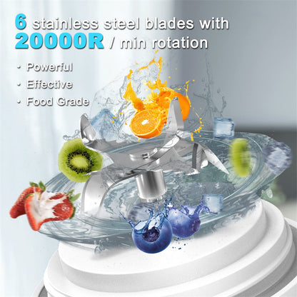 Portable Blender Juicer Personal Size Blender For Shakes And Smoothies With 6 Blade Mini Blender Kitchen Gadgets - Zayd’s Department Store