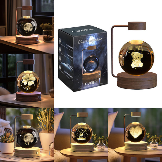 Crystal Ball Cosmic Dinosaur Indoor Night Light USB Power Warm Bedside Light Birthday Gift Night Lamp - Zayd’s Department Store