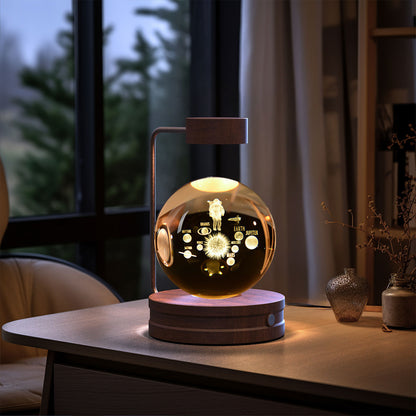 Crystal Ball Cosmic Dinosaur Indoor Night Light USB Power Warm Bedside Light Birthday Gift Night Lamp - Zayd’s Department Store