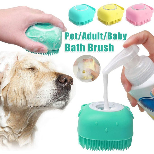 Silicone Dog Bath Massage Gloves Brush Pet Cat Bathroom Cleaning Tool Comb Brush For Dog Can Pour Shampoo Dog Grooming Supplies - Zayd’s Department Store