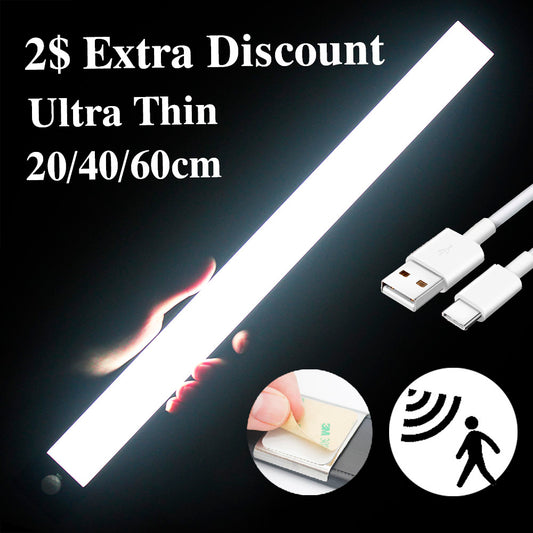 Motion Sensor LED Under Cabinet Light USB Rechargeable Wardrobe Closet Night Light For Kitchen Indoor Wall Lamps - Zayd’s Department Store