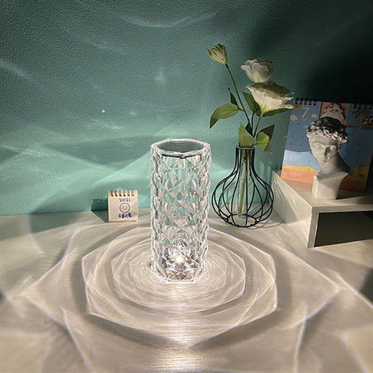 Nordic Crystal Lamp USB Table Lamps Bedroom Touch Dimming Atmosphere Diamond Night Light Rose Projector Lamp Decor - Zayd’s Department Store