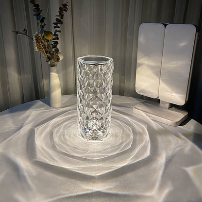 Nordic Crystal Lamp USB Table Lamps Bedroom Touch Dimming Atmosphere Diamond Night Light Rose Projector Lamp Decor - Zayd’s Department Store