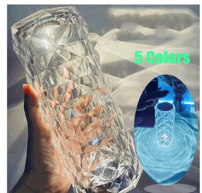 Nordic Crystal Lamp USB Table Lamps Bedroom Touch Dimming Atmosphere Diamond Night Light Rose Projector Lamp Decor - Zayd’s Department Store