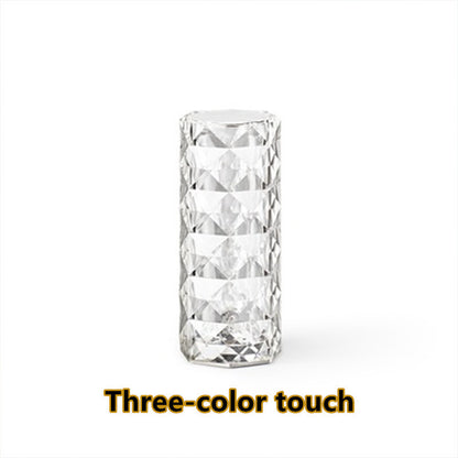 Nordic Crystal Lamp USB Table Lamps Bedroom Touch Dimming Atmosphere Diamond Night Light Rose Projector Lamp Decor - Zayd’s Department Store