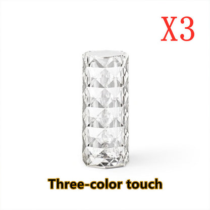Nordic Crystal Lamp USB Table Lamps Bedroom Touch Dimming Atmosphere Diamond Night Light Rose Projector Lamp Decor - Zayd’s Department Store