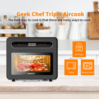 Geek Chef Steam Air Fryer Toast Oven Combo , 26 QT Steam Convection Oven Countertop , 50 Cooking Presets, With 6 Slice Toast, 12 In Pizza, Black Stainless Steel. Prohibited From Listing On Amazon - Zayd’s Department Store