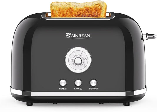 Toaster 2 Slice Retro Toaster Stainless Steel With 6 Bread Shade Settings And Bagel Cancel Defrost Reheat Function, Cute Bread Toaster With Extra Wide Slot And Removable Crumb Tray - Zayd’s Department Store
