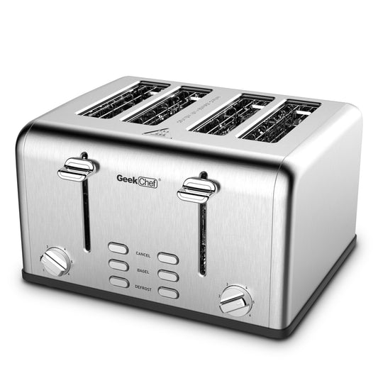 Prohibit Shelves In The Amazon. Toaster 4 Slice, Geek Chef Stainless Steel Extra-Wide Slot Toaster With Dual Control Panels Of Bagel,Defrost,Cancel Function,Ban Amazon - Zayd’s Department Store
