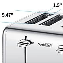 Prohibit Shelves In The Amazon. Toaster 4 Slice, Geek Chef Stainless Steel Extra-Wide Slot Toaster With Dual Control Panels Of Bagel,Defrost,Cancel Function,Ban Amazon - Zayd’s Department Store