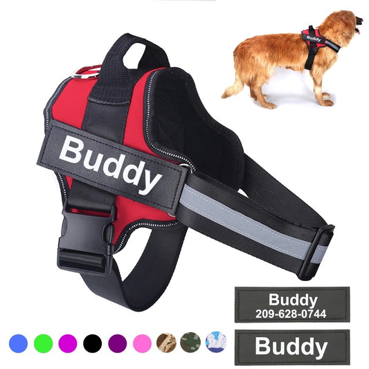 Personalized Dog Harness NO PULL Reflective Breathable Adjustable Pet Harness Vest For Small Large Dog Custom Patch Pet Supplies - Zayd’s Department Store