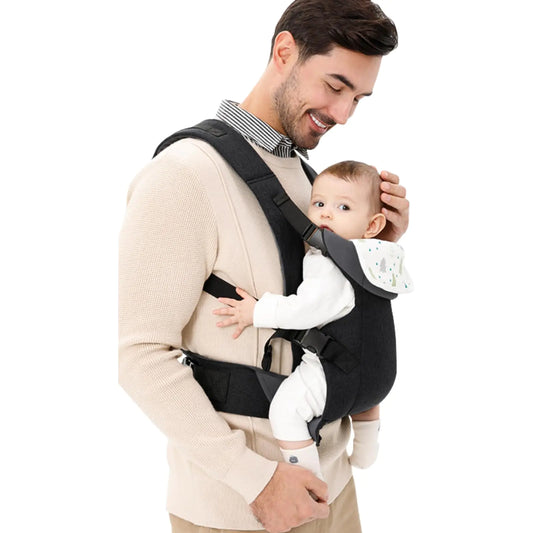Huifen Baby Wrap Carrier 4-in-1 Baby Carrier Babies Essentials Hands Free Baby Sling Carriers with Saliva Towel Baby Gifts Adjustable Baby Hip Carrier for Baby Newborn to Toddler 6-33 lbs (Black) - Zayd’s Department Store