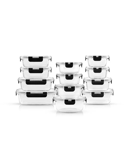 Glass Storage Containers with Leakproof Lids, Set of 24 - Zayd’s Department Store