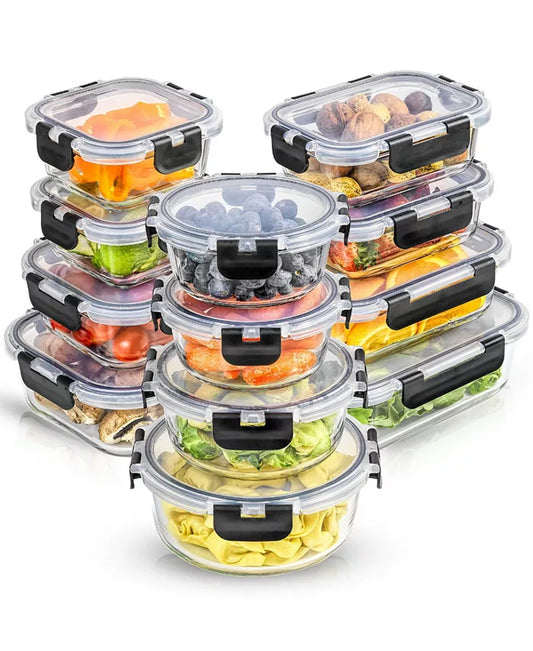 Glass Storage Containers with Leakproof Lids, Set of 24 - Zayd’s Department Store
