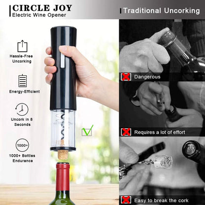 Electric Wine Opener Set, Battery Wine Opener Kit, Wine Bottle Opener, Electric Corkscrew, Wine Puller, Wine Screwpull, Uncorker, Cork Extractor (Combo 6-Black) - Zayd’s Department Store