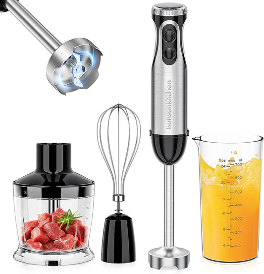 Immersion Blender, 20 Variable Speeds & Turbo, 4-In-1 Stainless Steel Handheld Blender Stick Mixer with Egg Whisk, Beaker & Chopper Bowl, Bpa-Free - Zayd’s Department Store