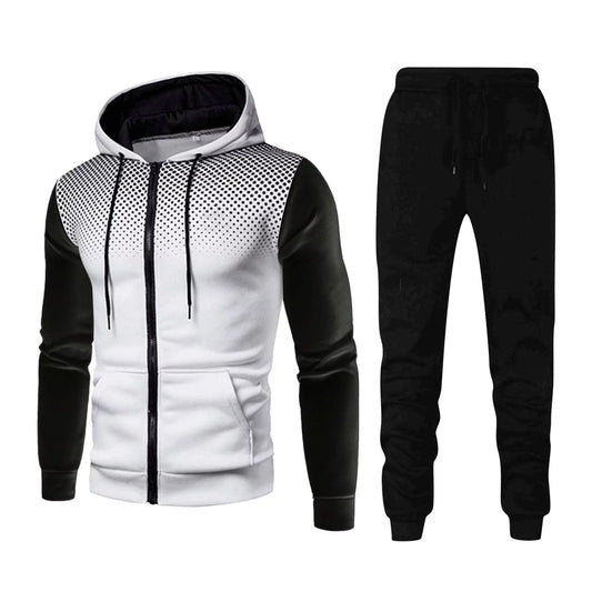 Men'S 2 Piece Sweatsuits Full Zip up Hoodie and Jogger Sweatpant Athletic Set Two Piece Casual Sport Tracksuit - Zayd’s Department Store