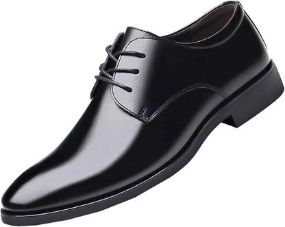 Men’S Fashion Handcrafted Casual Oxford Style Black Leather Full Brogue Derby Dress Lace up Shoe W/Medallion, Open Lacing Section, Wingtip Toe, & Chunky Wedged Heel - Zayd’s Department Store
