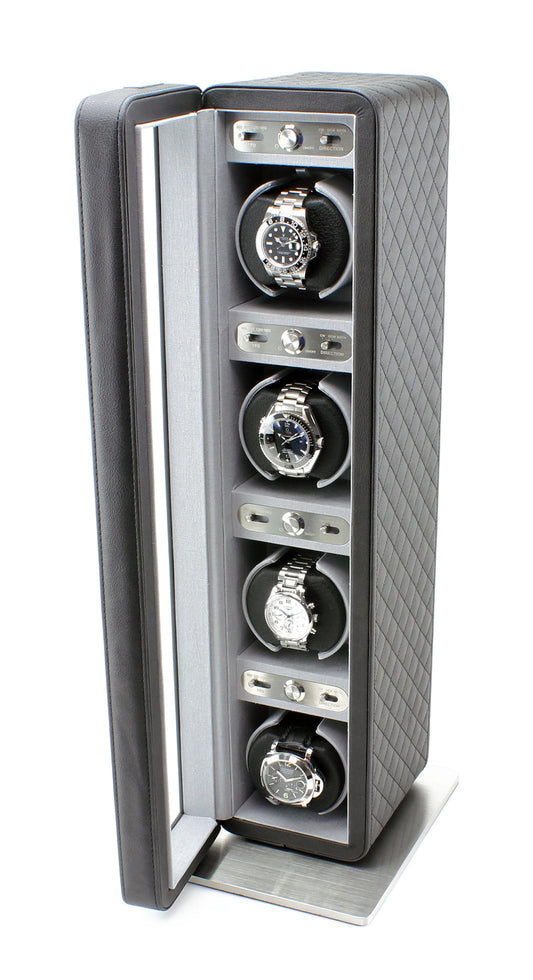 Monaco Quad Watch Winder in Black Leather - Zayd’s Department Store