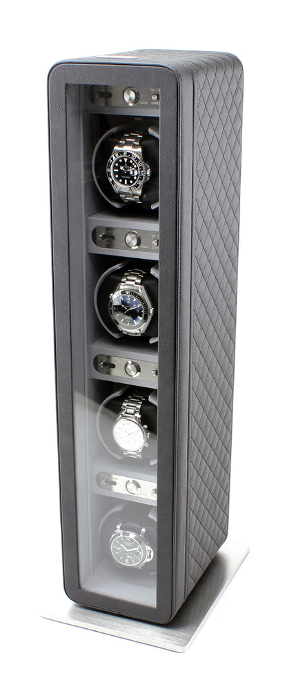 Monaco Quad Watch Winder in Black Leather - Zayd’s Department Store