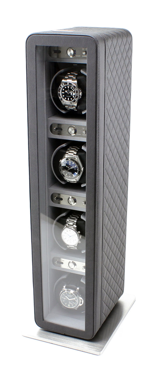 Monaco Quad Watch Winder in Black Leather - Zayd’s Department Store