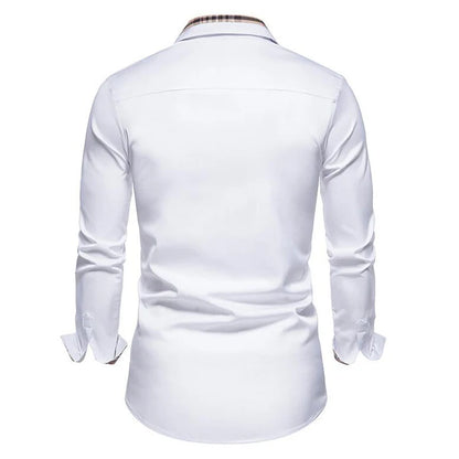 Slim Fit Long Sleeve White Button Up Shirt - Zayd’s Department Store