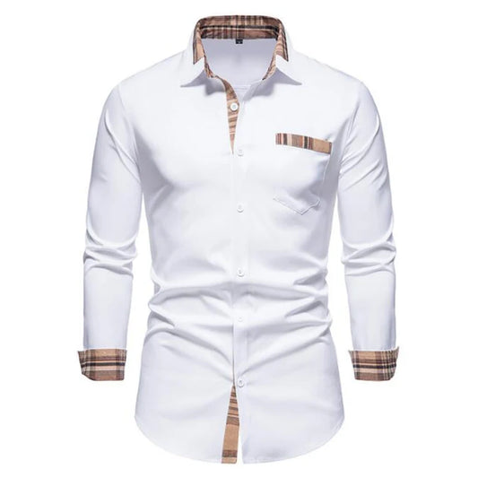 Slim Fit Long Sleeve White Button Up Shirt - Zayd’s Department Store