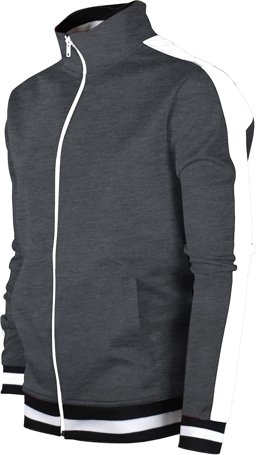 -Track Jacket Mens Urban Hip Hop Premium Track Jacket - Slim Fit Side Taping Sportswear Urbanwear Streetwear Top - Zayd’s Department Store