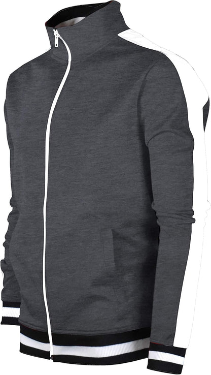 -Track Jacket Mens Urban Hip Hop Premium Track Jacket - Slim Fit Side Taping Sportswear Urbanwear Streetwear Top - Zayd’s Department Store