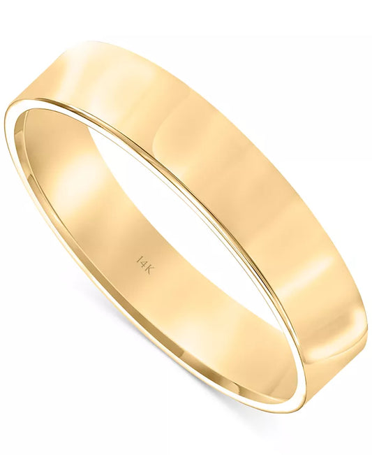 Men'S Flat Profile Comfort Fit Wedding Band in 14K Gold - Zayd’s Department Store