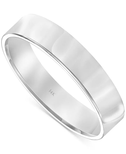 Men'S Flat Profile Comfort Fit Wedding Band in 14K Gold - Zayd’s Department Store